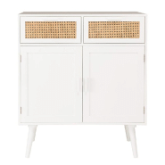 Buffet Andros blanc - 2 tiroirs et 2 portes avec cannage naturel en rotin_1