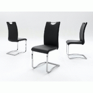 Lot de 4 chaises Kilou - tissu noir - piètement luge en tube laqué noir mat - design chic et moderne_1