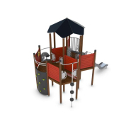 Structure multi-jeux pour enfants 5 à 12 ans - Uniplay Karro 8049141 - Hags - Poteaux et panneaux bois, fondation à enterrer_1