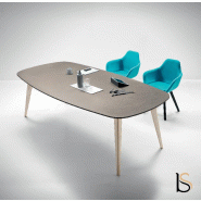 Table de réunion Pigreco Up pieds bois - Martex - Béton_1