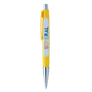 Stylo à bille en plastique - large clip personnalisable - encre bleue - couleur jaune - 10g_1