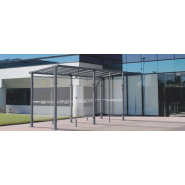 Abri fumeur design MILAN - Coupe-vent signalétique en option - Longueur jusqu'à 5000 mm_1