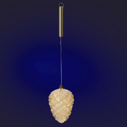 Pomme de pin lumineuse ambre avec 15 micro LED blanc chaud Ø15x20cm_1