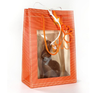 Sacs à fenêtre orange à poignées cordelette 20+10x29cm - par 12_1