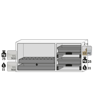 Armoire de sécurité combinée K-UB-90 modèle K90.060.140.050.UB.3T - Réf 30377-001-33847 - 3 compartiments séparés avec système d'aération intégré_1