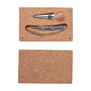 Set à vin 2 pièces - Tire-bouchon ouvre-bouteille et bouchon - Boîte en liège naturel avec fermeture magnétique_1