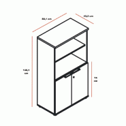 Armoire avec niche bibliothèque - MDD - Blanc_2