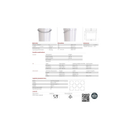 Seau plastique 21,4 litres - couvercle alimentaire blanc - anse plastique - Réf 59/214C_1