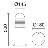 Borne Nova IP65 - IK10 - E27 70W - Aluminium Noir - Hauteur 500 mm - Diamètre 145 mm_1