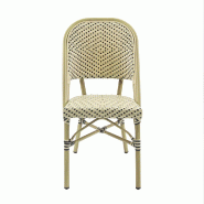 Paris - Chaise de bistrot en rotin synthétique bambou-blanc/noir_1