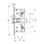 Serrure encastrable pour porte d'intérieur de chaufferie - version anti-panique - THIRARD - acier zingué - référence 00001740_1
