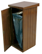 ZEUS Corbeille en béton avec support - Béton recouvert d'une peinture polyuréthane - Ouverture calibrée - Porte en acier traité anticorrosion - Étriers support-sacs en acier - Contenance 130L_1