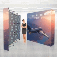 Stand parapluie - tissu eco 3 x 3 - structure légère avec visuel en tissu tendu et sac à roulettes_1