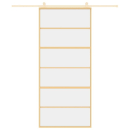 Vidaxl porte coulissante doré 90x205 cm verre esg clair et aluminium 155161_1