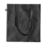 Tote bag publicitaire - anses longues laminé en RPET 100 g/m² - couleur noire - 44g_1
