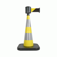 Cône de balisage avec base à lester et sangle enrouleur 100mm largeur - Jaune / Noir/Jaune / 1100_1