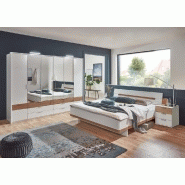 Cadre de lit GIRBO 180 x 200 cm blanc et chêne artisan - Design contemporain avec tête de lit réglable_1