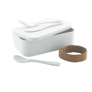 Lunch box en PLA - 1000 ml avec couverts et sangle élastique RPET - Compostable et sans BPA_1