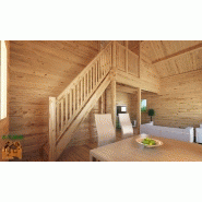 Chalet en bois plain-pied vaillant 68m / madrier contrecollé / 68 m² / en kit / toit double pente_1