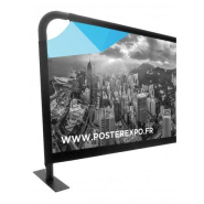 Barrière publicitaire de sécurité à personnaliser - Référence: BAR-PUB - Structure en carbone noir - Impression recto verso_1