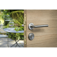 Serrure encastrable Monomax NF - Têtière acier laitonné - Pour porte d'entrée_1