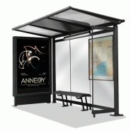 Abri bus Métropole - structure acier et aluminium - bardage verre sécurit - avec banquette - 350 x 250 cm_2