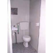 Bungalow de chantier / monobloc / sanitaire / aménagé / ossature en métal / parois en panneau sandwich / isolé / 2.42 x 1.18 m_1