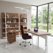 Bureau d'angle X time Next avec retour et caisson - Quadrifoglio. - Blanc, Noyer canaletto, Gauche_1