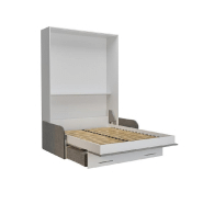 Armoire lit escamotable LOFT SOFA gris béton avec canapé accoudoirs tissu - Couchage 140x200 cm - Design moderne et fonctionnel_1