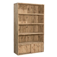 Buffet Westside 4 niveaux - Pin massif aspect vieilli - L119xP44xH200cm avec caisson bas 2 portes_1