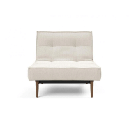 Innovation Living - Fauteuil Splitback Styletto Convertible Lit 90x115 cm - Pieds Fuseau Noyer - Tissu Bouclé Off White_1