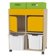 Meuble de rangement - Réf. R.H80809 - avec rebords antichute et portes anti-pince doigt - dimensions L710mm x H878mm x P452mm