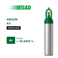 Argon ultra-pur 6.0 SIAD - 99,9999% - pour semi-conducteurs, spectroscopie et recherche