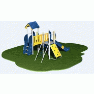 Structure de jeux combinée inox 2 tours avec passerelle - gamme Alpha AL21205I - CREA Équipements pour enfants de 2 à 10 ans_1