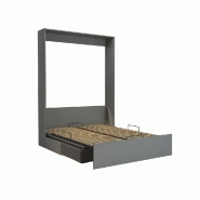 Armoire lit escamotable Dynamo Sofa - canapé gris mat et microfibre gris - couchage 140x200 cm_1