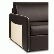 Canapé convertible express Bali - 140cm - matelas 16cm polyuréthane marron - accoudoirs vide-poches crème - fabrication italienne_1