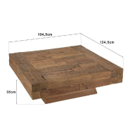 Table basse carrée SATHIM en teck recyclé massif - Design écologique et caractère unique_1