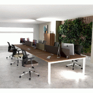 Bureau 6 personnes Tempo - Mobel linea - Blanc 9010, Acacia foncé, 540_0