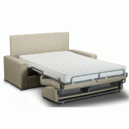 Canapé-lit convertible CanapExpress 140x197 cm - Matelas mémoire 22 cm - Tête de lit intégrée - Polyuréthane écru_1