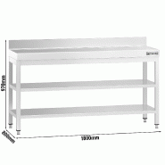 Table Inox de travail Premium avec Dosseret et 2 Étagères - Profondeur 800 mm - 1600_1