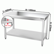Tables Inox centrales Premium avec Etagère - P 600 mm | Ggm - 1400_1