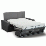 Canapé lit 2-3 places Normandie - CanapExpress - Lattes 120cm - Matelas Memory 22cm - Tête de lit intégrée - Microfibre gris graphite_1