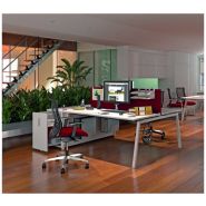 Cinetic - Bureau open space pour 4 personnes - Kollori - Plateau mélaminé double face - Piétement métallique en A_1
