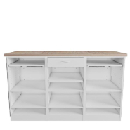 Comptoir Minimaliste DP finition bambou et blanc L172xP58xH100cm_1