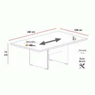 Table de réunion rectangulaire TAK - Mobel Linea. - Non, 200, Acacia foncé_1