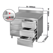 Table en acier inox de 1,00 m avec 6 tiroirs et un rebord_1