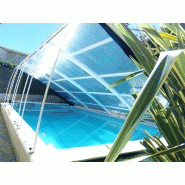 Abri piscine plat Amsterdam - aluminium thermolaqué et polycarbonate, relevable des deux côtés_1