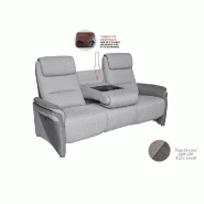 Canapé fixe 3 places Zilia - Revêtement bicolore en microfibre et tissu gris clair/gris foncé - Design contemporain avec tablette centrale et porte-gobelets_1