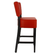 Chaise de bar d'intérieur Amsterdam en bois tapissée d'un simili cuir rouge_1