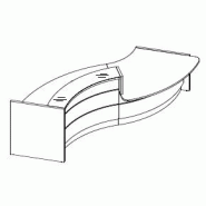 Comptoir d'accueil Valde forme vague avec accès PMR - MDD - Blanc brillant, Droite_1